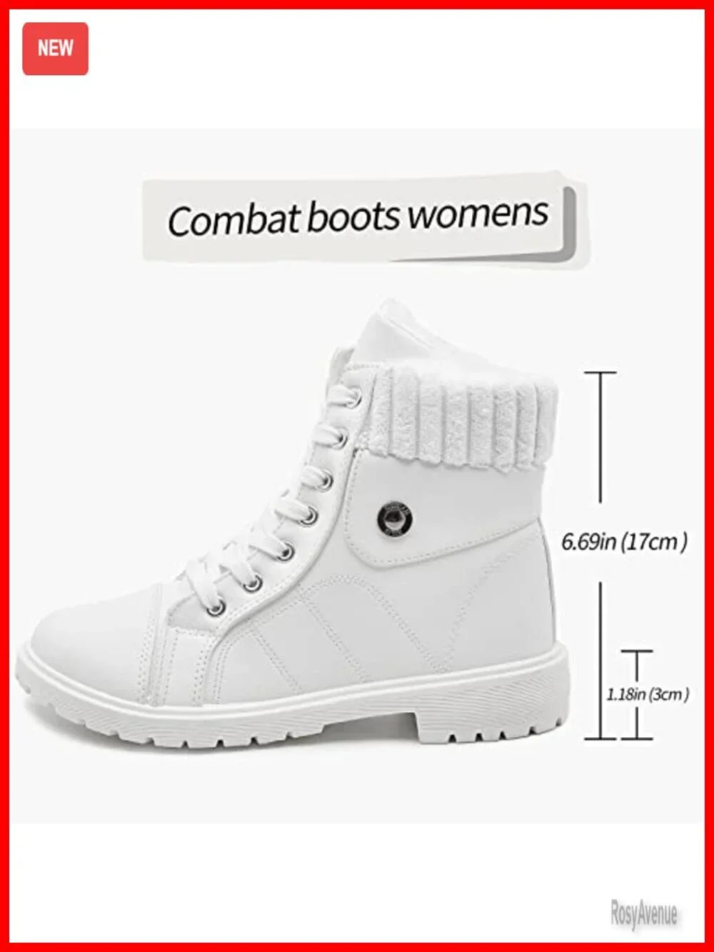 Fuzzy Lace Up Ankle Boots with Zipper - Non Slip Waterproof Winter Boots